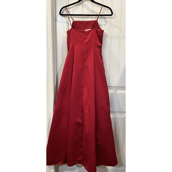 David’s Bridal JB1675 Apple Red Satin Jr Bridesmaid Ball Gown Dress Size 14 NWT - Picture 7 of 8